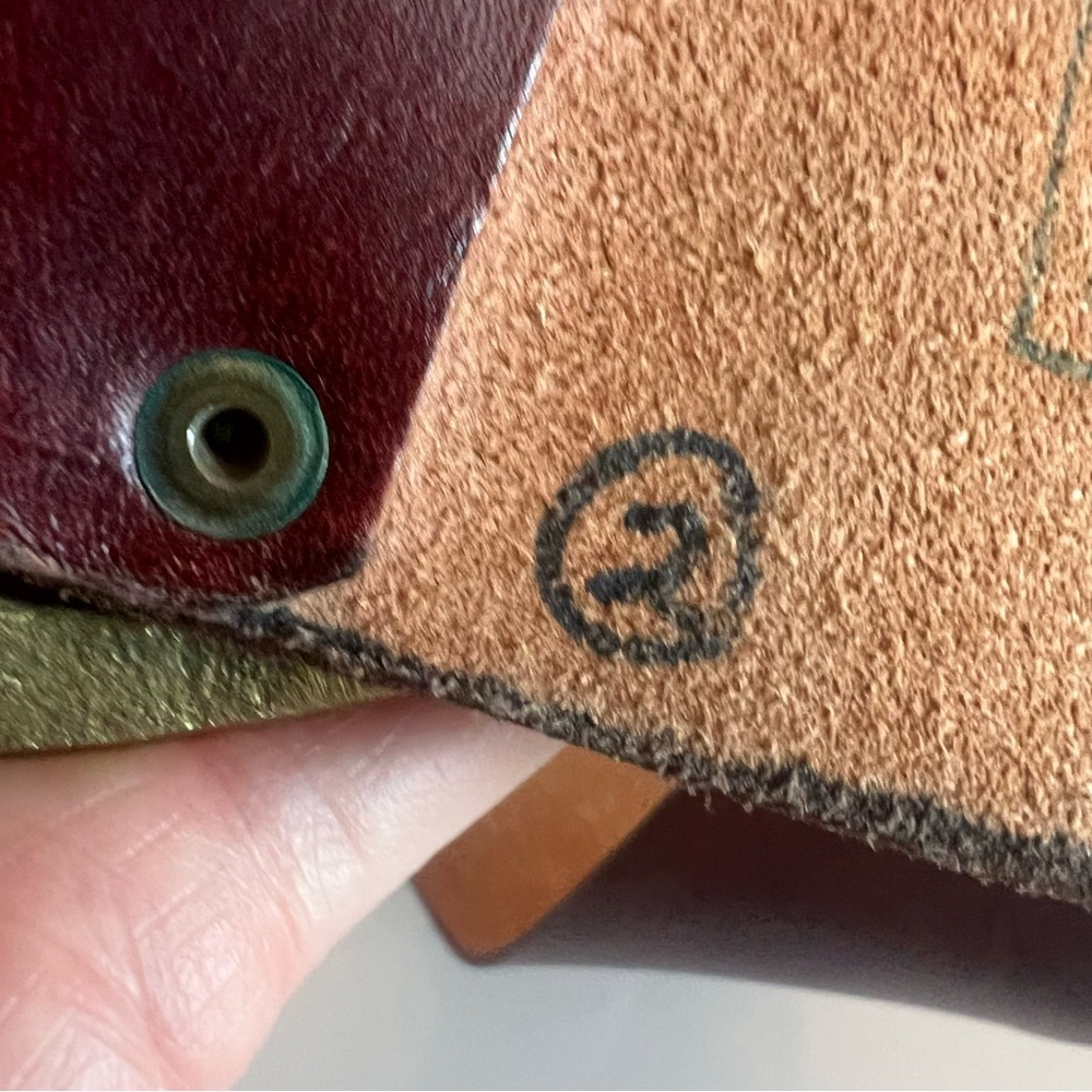 Vintage Wide Burgundy Leather Solid brass buckle vintage belt - Picture 7 of 13
